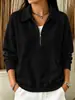 Otoño/Invierno 2026 Nuevo Estación Independiente Transfronteriza Europea y Americana Cuello Polo Bolsillo con Botón Holgado Casual Sudadera con Capucha Mujer
