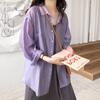 Camisa casual nueva de verano con encaje y abertura en la espalda para mujer, de longitud media, holgada y con protección solar