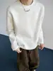 Camiseta de manga larga para hombre estilo patchwork G de peso pesado, otoño/invierno, diseño elegante y genial, capa base para hombre, gris claro y blanco