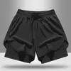 Pantalones Cortos Deportivos para Hombre para Correr, Maratón, Atletismo, de Corte Holgado, de Tres Cuartos de Longitud, de Secado Rápido, Anti-Exposición, Pantalones Cortos de Gimnasio de Doble Capa