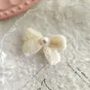 Pinza para el pelo de felpa con lazo Dopamina Dulce para Mujer, Pinza Lateral con Hilo de Perla, Pasador Tejido, Accesorio para el Cabello