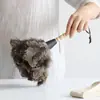 Plumero de Plumas de Avestruz para Eliminación de Polvo Estático, Limpieza del Hogar y del Coche, Herramienta de Limpieza para Polvo en Espacios Pequeños