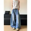 Jeans Retro Americanos Desgastados con Bordado de Estrella y Cimitarra, Unisex, Tendencia de Diseño de Nicho, Pantalones Sueltos de Pierna Ancha