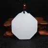 Pingente Taiji com oito trigramas de Jade Branco Pingente de jade branco natural Pingente de colar de jade Pingente de jade Marca de jade