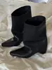Primeiro Encontro Ji Dong Qiu Novo Estilo Bico Fino Soltas de Calçar Botas de Cano Médio Temperamento Fashion Versáteis Botas de Cano Curto para Mulheres