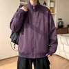 Chaqueta patchwork deconstruida con cuello alto, chaqueta bomber estilo americano para hombre primavera/otoño, chaqueta de béisbol casual de moda nueva 2026