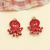 Acero Inoxidable Esmalte Dorado Goteo de Aceite Criatura Marina Pulpo Colgante Pendientes DIY Llavero Accesorios de Joyería Materiales
