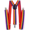 Suspensórios Masculinos Adultos Arco-Íris Seis Cores 2,5cm 3 Presilhas Suspensórios Elásticos Listrados Arco-Íris 3 Presilhas
