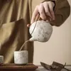 Juego de Té de Viaje Taza Express Horno Ru con Bolsa Portátil Tetera Taza de Té Cerámica Regalo para Actividades del Personal
