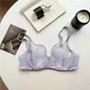 Uña de Gato Ultra-delgado Sexy Malla Hueca Ropa Interior para Mujer Pecho Grande Llamativo Pequeño Anillo de Acero Suave Pecho Anti-caída Conjunto de Sujetador