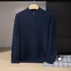 Nueva colección de otoño e invierno: suéter de punto de cachemira para hombre, de color liso, cuello medio alto, con cremallera, sencillo y cálido