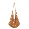 Bolsa de tricô floral transfronteiriça, sem esforço chique, para mulheres, nova coleção 2026, bolsa tote de grande capacidade, adequada para o trajeto diário.