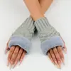 Manguitos de punto cálidos y a prueba de frío para mujer, sin dedos, decorativos, para otoño e invierno, estilo japonés, color liso con bordes peludos