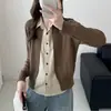 Estilo Europeu Old Money Outono 2026 Camisa Patchwork Tricô para Mulheres, Top Casual Versátil Elegante Falso Duas Peças