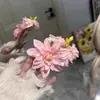 Horquilla de estilo chino de primavera para el cabello con flores rosas suaves, estilo vintage, con forma de pastilla, accesorio para el cabello con forma de flor