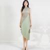 Vestido de Falda Plisada Irregular con Diseño Nicho para Mujer Nuevo Transfronterizo de Medio Cuello Alto Vestido Moderno y Elegante