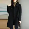 Spot Outono e Inverno Nova Lã Engrossada Casaco de Comprimento Médio Lã Redução da Idade Estilo Coreano Quente Solto Casaco Pequeno