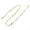 Corrente de Pulseira e Colar com Clipe de Papel Banhado a Ouro Real em Aço Titânio Europeu e Americano Corrente de Clavícula Simples Versátil da Moda Corrente para Joias DIY