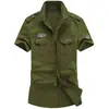 Camisa Casual Resistente para Hombre de Verano 2019 Ropa de Trabajo Estilo Rudo para Exteriores Talla Grande Camisa Militar de Trabajo Hombrera 100% Algodón Camisa Juvenil de Manga Corta para Hombres