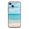 Adecuado para iPhone 15, paisaje de verano junto al mar, playa marina, cielo azul, nubes blancas, funda para teléfono móvil