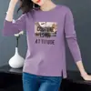 Camiseta de manga larga 100% algodón para mujer 2024 Otoño Nuevo estilo coreano holgada combinable para mujer top casual moda
