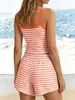 Conjunto de dos piezas de verano 2026 a rayas con tirantes y shorts, transfronterizo europeo y americano para mujer, ropa casual para el hogar, adecuado para usar al aire libre, estilo vacacional