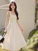 Vestido de Alça Quadrado Estilo Francês, Vestido de Outono, Vestido Emagrecedor com Ajuste na Cintura para Verão e Outono, Para Figuras Baixas, Faz Pessoas Baixas Parecerem Mais Altas