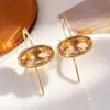 Aretes de cristal ovalados vintage franceses para champagne con borde dorado y tachuelas de circonita, que ofrecen un lujo ligero y un estilo sofisticado y delicado