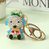 Pingente Chaveiro Cachorrinho Cravejado com Diamantes Estilo Ins Coreano, Lindo Pingente de Bolsa Bichinho Cartoon, Argola para Chaveiro de Carro