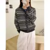 Chaqueta suéter de rayas retro para mujer, nueva moda de otoño 2026, cárdigan de punto versátil, top elegante y con estilo