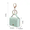 Couro PU Moda Mini Bolsa Pingente Estojo para Fones de Ouvido Porta-Chaves de Carro Desenho Animado Pequena Bolsa Quadrada Pingente de Chaveiro