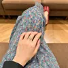 Pantalones de punto Yanyi florales de seda helada, pantalones anchos plisados, pantalones frescos a prueba de mosquitos, cintura elástica, pantalones casuales para casa y para caminar