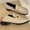 Zapatos de Mujer Versátiles de Estilo Británico con Rosa Personalizada Listos para Usar, Suela Suave, Diseño de Nicho, Punta Cuadrada, Tacón Grueso, Dos Formas de Usar, Slip-On