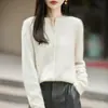 Cárdigan de punto de lana cepillada, suave y mullido, para mujer, cuello redondo, talla petite, color liso, corte holgado, adecuado para usar en capas.