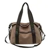 Bolsa Transversal Nova Retro de Comércio Exterior para Homens e Mulheres Versátil Bolsa de Lona Lavada Moda Grande Capacidade Portátil Bolsa de Ombro