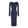 Vestido largo de manga larga ligeramente voluminoso, estilo coreano, puro y sensual para mujer, con diseño plisado, escote en forma de corazón y silueta ajustada que se adapta al cuerpo, perfecto como capa interior para otoño