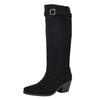 Botas Western de Salto Alto de Camurça para Mulheres Tamanho Grande 40-45 Tendência Outono/Inverno 2026 Marca Independente
