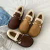 Sapatos BOKEN de Solado Grosso com Plus Veludo Feminino 2026 Novo Estilo Inverno Nordeste Espessado Aquecimento Totalmente Fechado BOKEN Sapatos de Algodão com Pelo Feminino