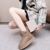 2024 Inverno Novas Botas de Neve Femininas Forradas de Lã Botas Quentes Espessadas Impermeáveis Couro Fundo Grosso Sapatos Femininos de Algodão da Moda