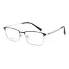Gafas de montura cuadrada de titanio ultraligeras, gafas de montura de ceja de acero de media montura, luz azul anti-rayos, gafas de negocios sin tornillos TI0039