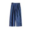 Ropa de Trabajo Estilo Japonés Simple Suministrada por el Cliente Lino Puro Semi-Elástico Cintura Alta Estilo Bosque Literario Cómodo Holgado Casual Pantalones de Lino Pierna Ancha