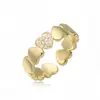 Anillo Abierto Geométrico de Corazón Chapado en Cobre Dorado de 18K con Circonita Aogu Simple y Personalizado Anillo Versátil de Lujo Accesible de Nicho para Mujer