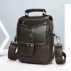 Bolso Cruzado Multifuncional de Cuero Genuino Bolso Mensajero Casual de Negocios Versátil Gran Capacidad Piel de Vaca de Primera Capa Bolso de Mano Cruzado