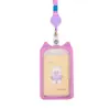 Lindo Portatarjetas de Silicona para Estudiantes, Funda Protectora de Tarjeta de Comedor de Autobús de Dibujos Animados, Cordón de Aspecto Elegante, Tarjeta de Campus Transparente al por Mayor