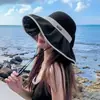 Chapéu de Sol Aberto em Vinil Preto para Mulheres, Chapéu de Sol de Verão com Aba Larga que Cobre o Rosto, Chapéu de Sol Leve, Chapéu de Pescador com Proteção UV