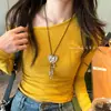 Collar Largo de Metal con Forma de Corazón para Mujer 2025 Nuevo Diseño de Nicho para Mujer Simple Ins Cadena de Clavícula de Alta Gama