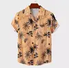 Camisa de Verão Personalizada para Comércio Exterior, Tamanho Europeu, Gola Cubana, Estampa Digital de Flores Tropicais, Manga Curta Casual para Homens na Praia