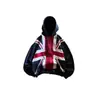 Y2K Retrô Americano Estilo Europeu e Americano Patchwork Moda Personalizada com Capuz Zíper Tendência Streetwear Casual Jaqueta Moletom Ins