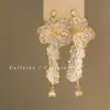 Silhueta de Galho de Flor Super Fada Retrô Francês Brilhante Brincos de Flor Luxo Acessível High-End de Nicho Brincos Elegantes para Férias