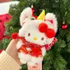Nuevo Llavero de Peluche Original Hello Kitty Invierno Nuevo Conjunto Cálido Colgante de Bolsa de Regalo Gato Kt